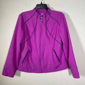 ellesse Women's Mauve Windbreaker Jacket Medium Outdoor Zip Pockets!